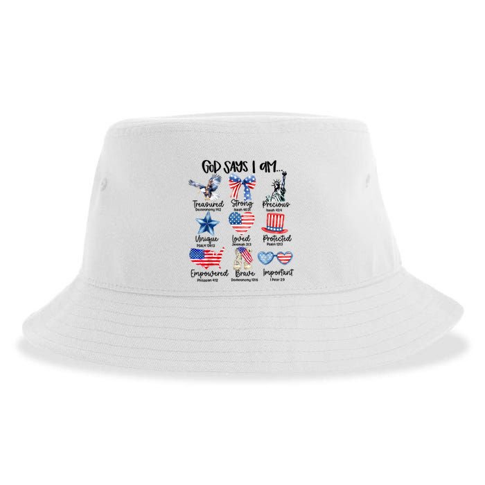 God Says I Am 4th Of July Christian Family Sustainable Bucket Hat