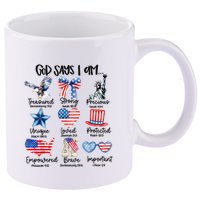 God Says I Am 4th Of July Christian Family 11oz C Handle Ceramic Mug