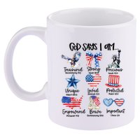 God Says I Am 4th Of July Christian Family 11oz C Handle Ceramic Mug