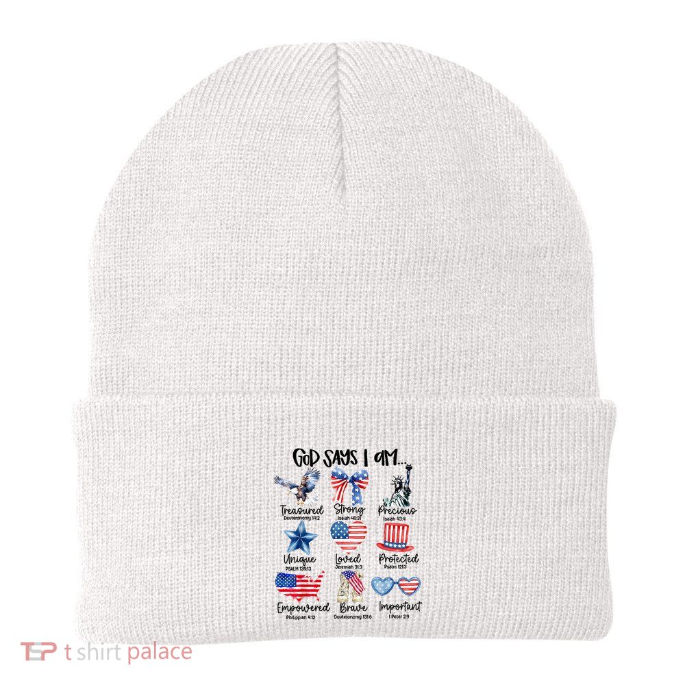 God Says I Am 4th Of July Christian Family Beanie