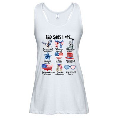 God Says I Am 4th Of July Christian Family Ladies Essential Flowy Tank