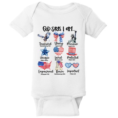 God Says I Am 4th Of July Christian Family Baby Bodysuit