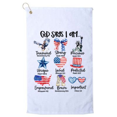 God Says I Am 4th Of July Christian Family Golf Towel