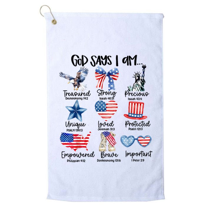 God Says I Am 4th Of July Christian Family Golf Towel