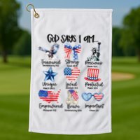 God Says I Am 4th Of July Christian Family Golf Towel