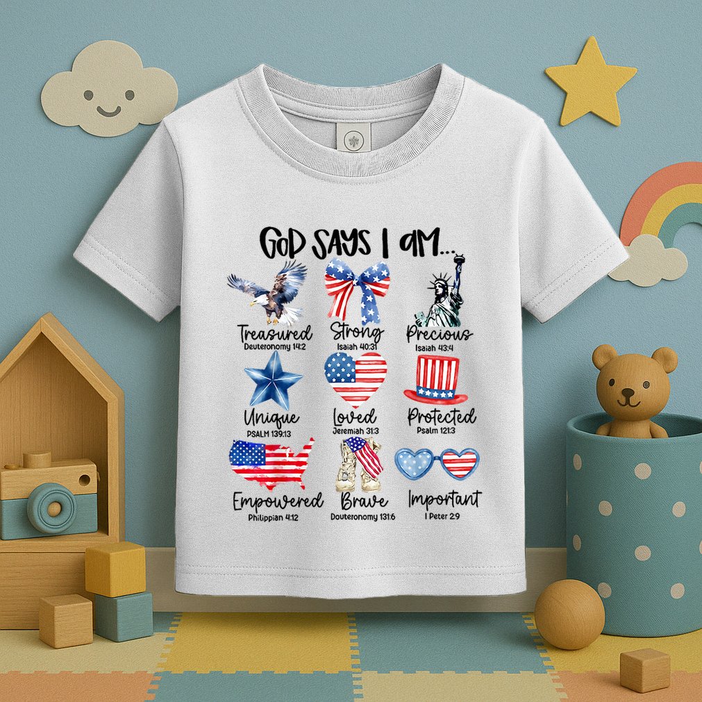 God Says I Am 4th Of July Christian Family Toddler T-Shirt