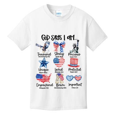 God Says I Am 4th Of July Christian Family Kids T-Shirt