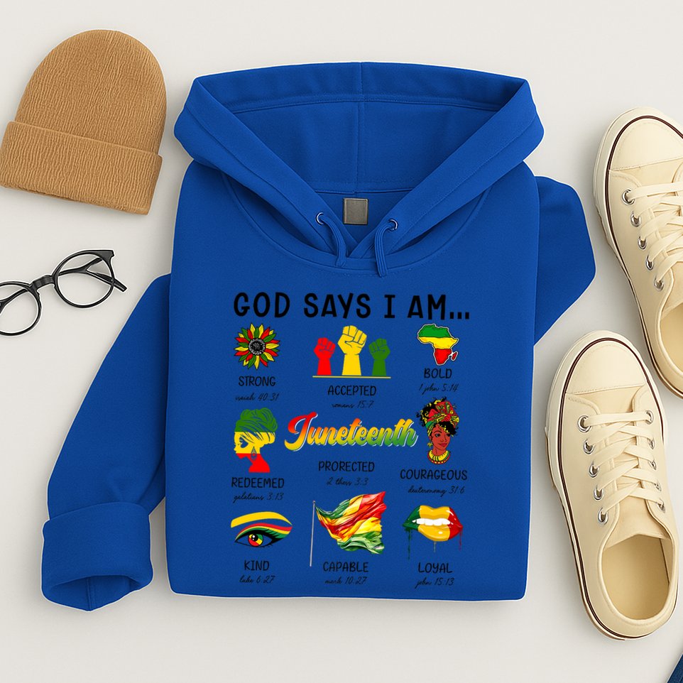 God Says I Am Independence Day African American Freedom Day Cute Gift Hoodie