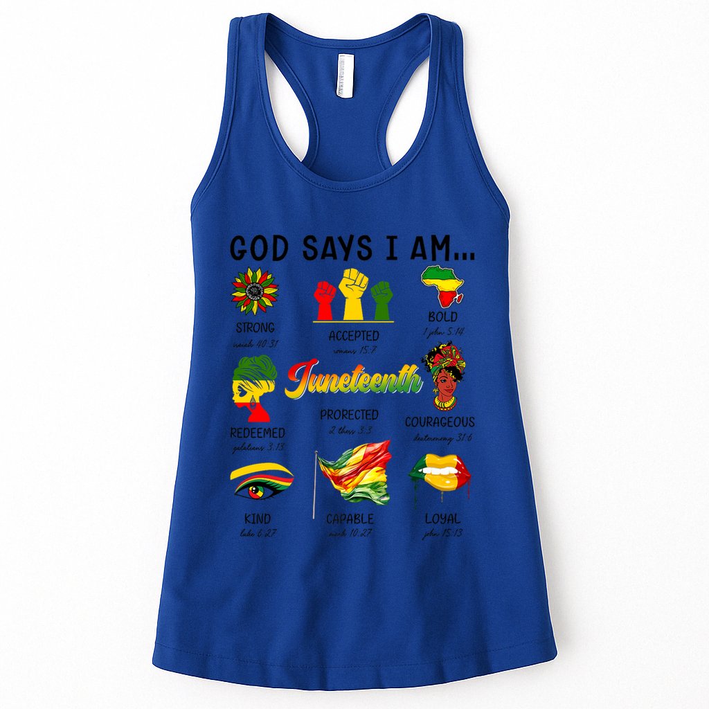 God Says I Am Independence Day African American Freedom Day Cute Gift Womens Tank Top
