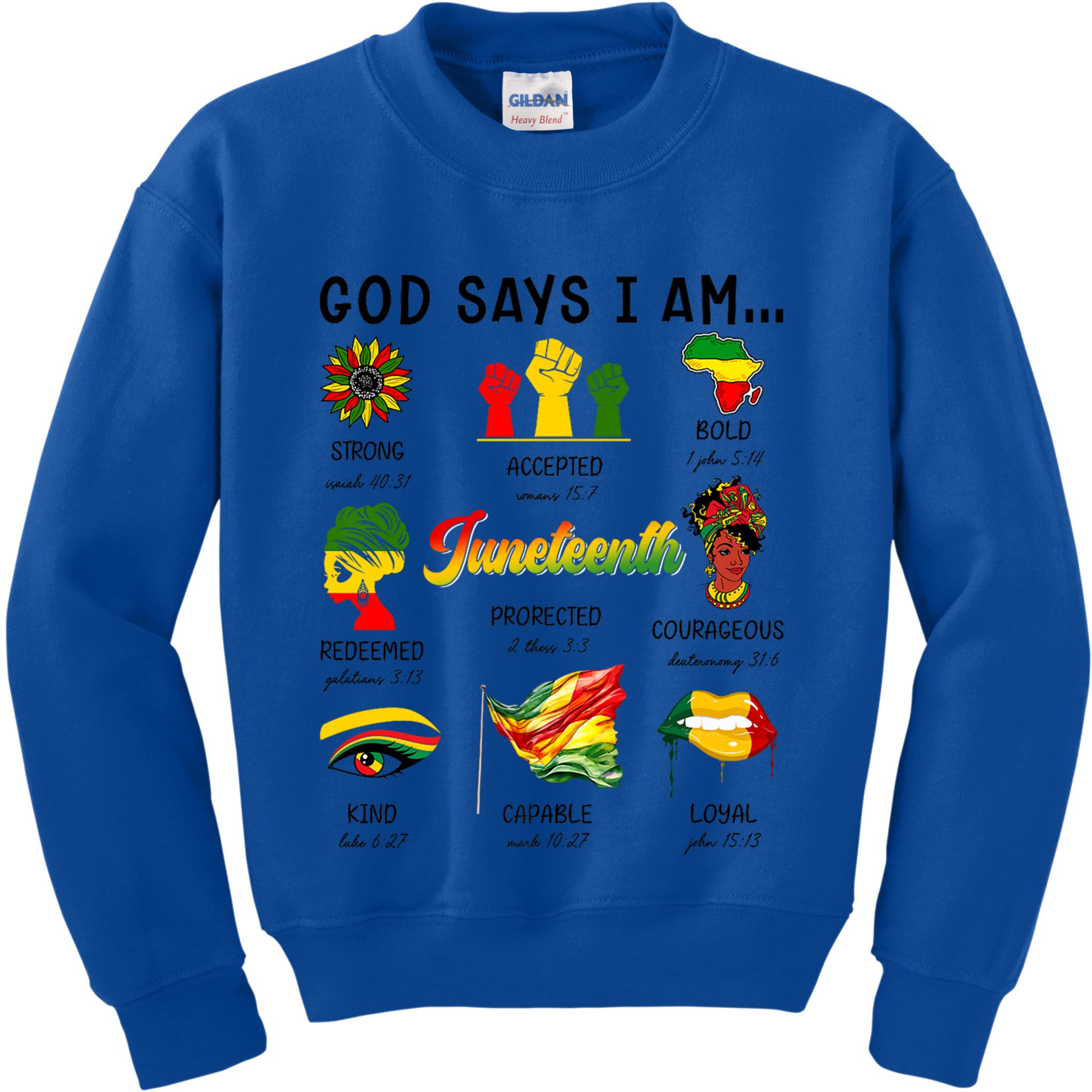 God Says I Am Independence Day African American Freedom Day Cute Gift Kids Sweatshirt