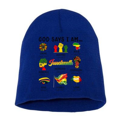 God Says I Am Independence Day African American Freedom Day Cute Gift Short Acrylic Beanie