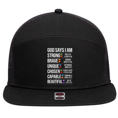 God Says I Am Autism Awareness Christian Bible Verse 7 Panel Mesh Trucker Snapback Hat