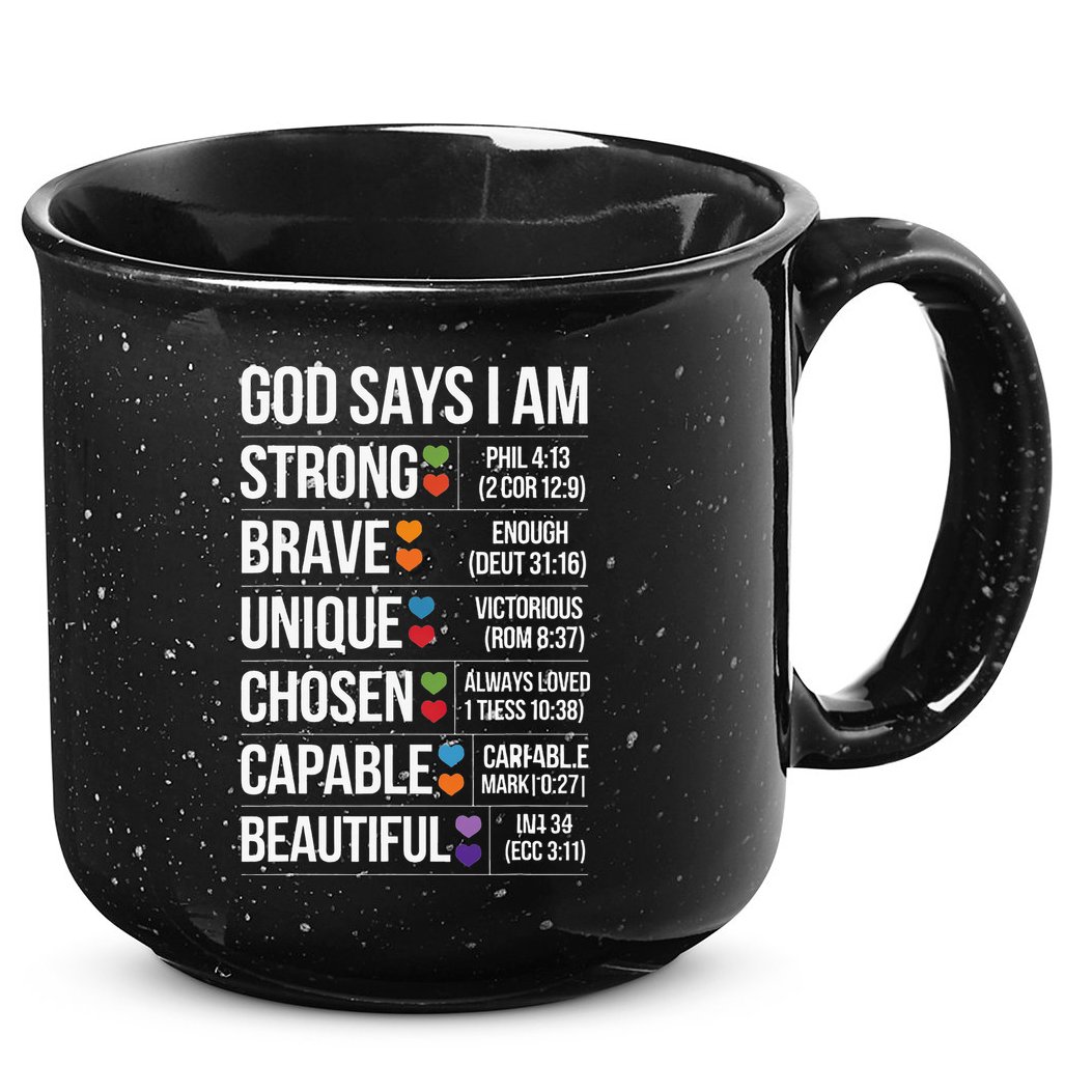 God Says I Am Autism Awareness Christian Bible Verse 15oz Campfire Ceramic Mug