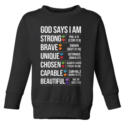 God Says I Am Autism Awareness Christian Bible Verse Toddler Sweatshirt