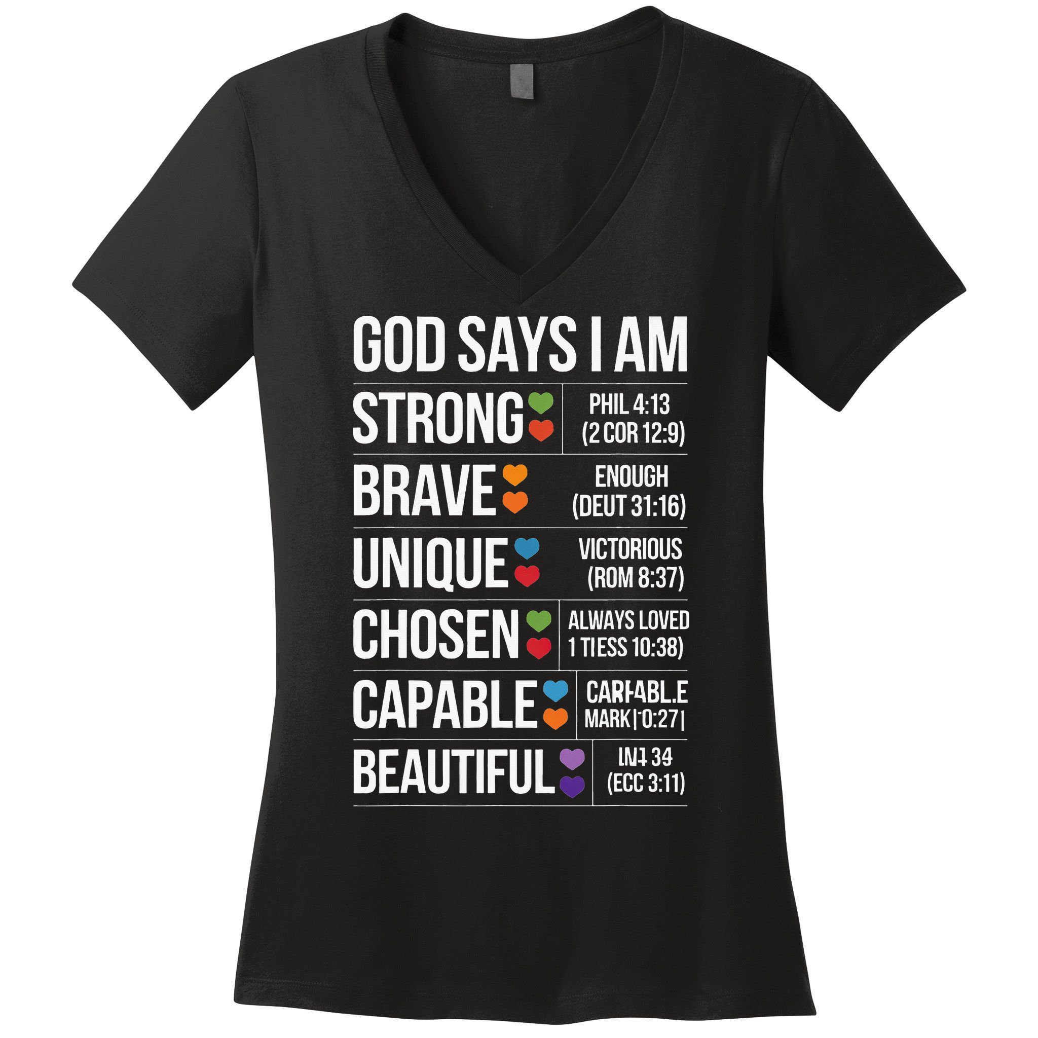 God Says I Am Autism Awareness Christian Bible Verse Women's V-Neck T-Shirt