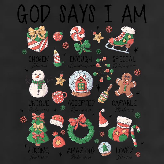 God Says I Am Cute Christmas Xmas Christian 7 Panel Mesh Trucker Snapback Hat