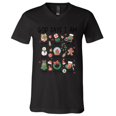 God Says I Am Cute Christmas Xmas Christian V-Neck T-Shirt