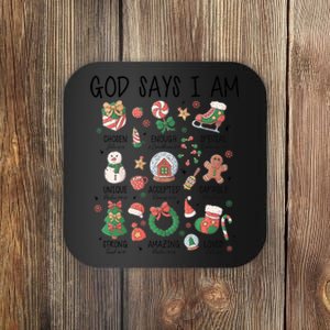 God Says I Am Cute Christmas Xmas Christian Coaster