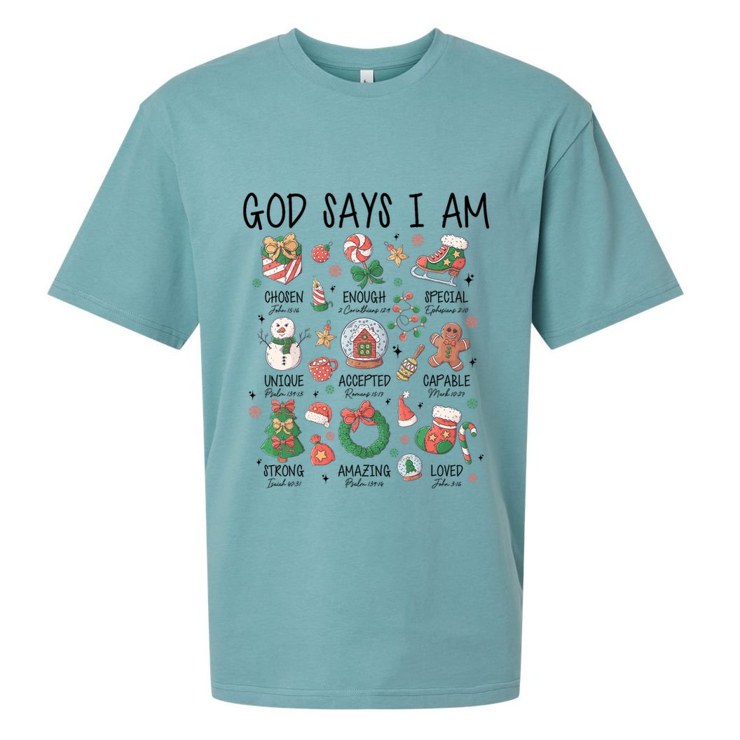 God Says I Am Cute Christmas Xmas Christian Sueded Cloud Jersey T-Shirt