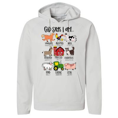 God Says I Am Animal Farms Funny Christian Lover Girls Performance Fleece Hoodie