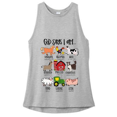 God Says I Am Animal Farms Funny Christian Lover Girls Ladies PosiCharge Tri-Blend Wicking Tank