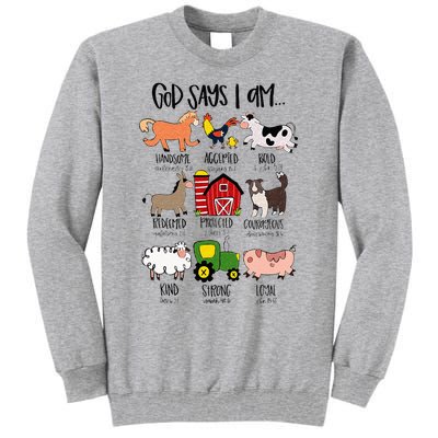 God Says I Am Animal Farms Funny Christian Lover Girls Tall Sweatshirt