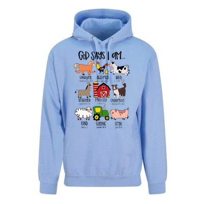 God Says I Am Animal Farms Funny Christian Lover Girls Unisex Surf Hoodie