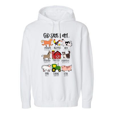 God Says I Am Animal Farms Funny Christian Lover Girls Garment-Dyed Fleece Hoodie