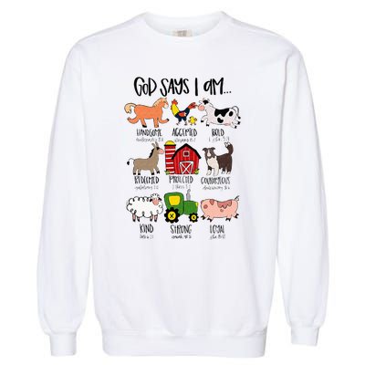 God Says I Am Animal Farms Funny Christian Lover Girls Garment-Dyed Sweatshirt