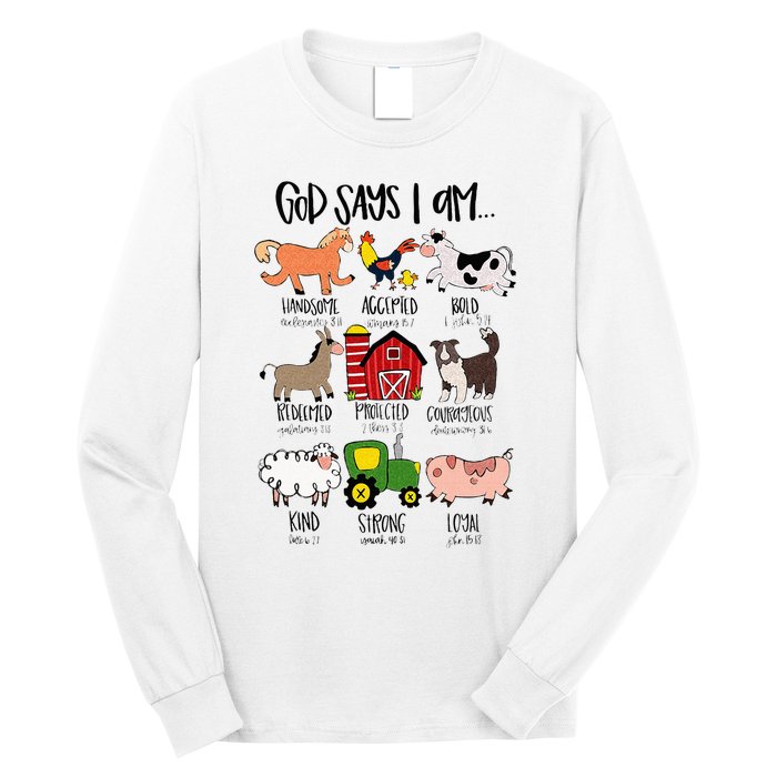 God Says I Am Animal Farms Funny Christian Lover Girls Long Sleeve Shirt