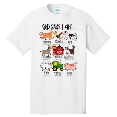 God Says I Am Animal Farms Funny Christian Lover Girls Tall T-Shirt