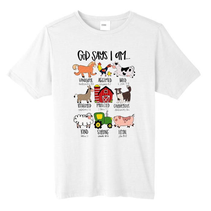 God Says I Am Animal Farms Funny Christian Lover Girls Tall Fusion ChromaSoft Performance T-Shirt