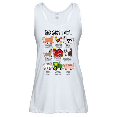 God Says I Am Animal Farms Funny Christian Lover Girls Ladies Essential Flowy Tank