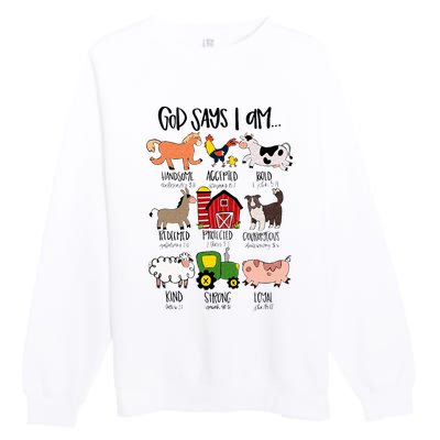 God Says I Am Animal Farms Funny Christian Lover Girls Premium Crewneck Sweatshirt