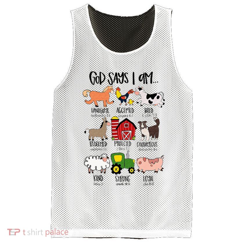 God Says I Am Animal Farms Funny Christian Lover Girls Mesh Reversible Basketball Jersey Tank