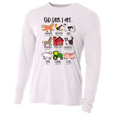 God Says I Am Animal Farms Funny Christian Lover Girls Cooling Performance Long Sleeve Crew