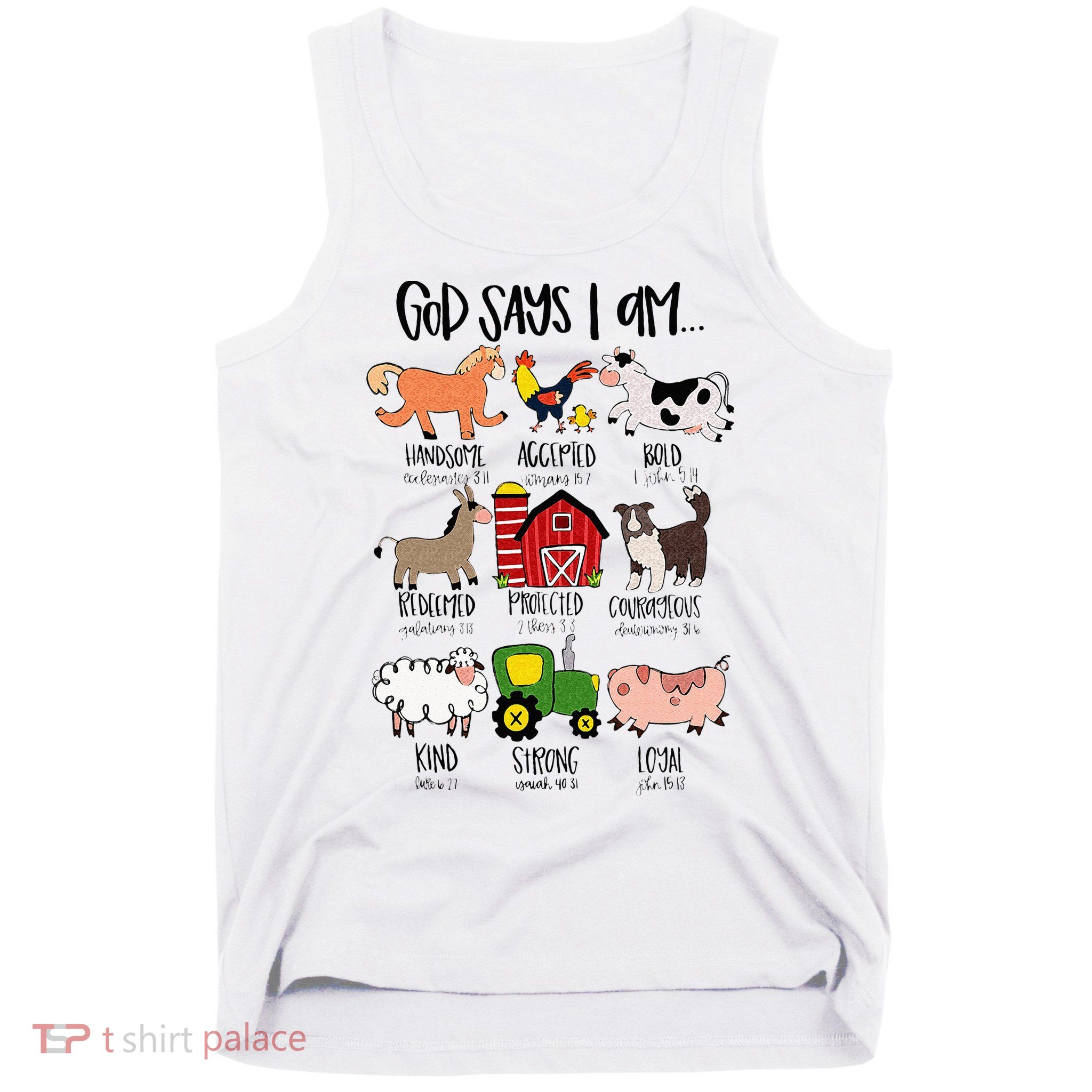 God Says I Am Animal Farms Funny Christian Lover Girls Tank Top