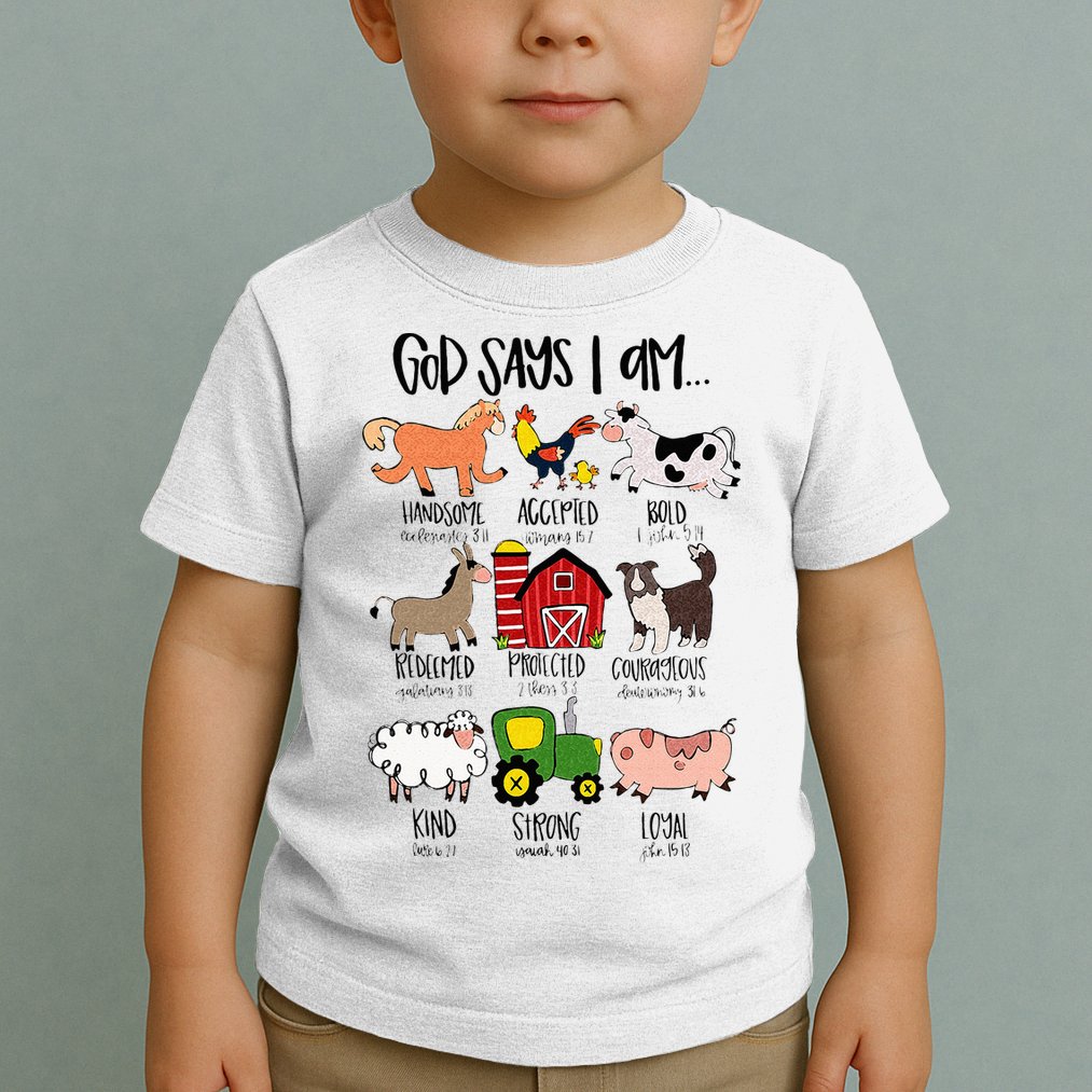 God Says I Am Animal Farms Funny Christian Lover Girls Toddler T-Shirt