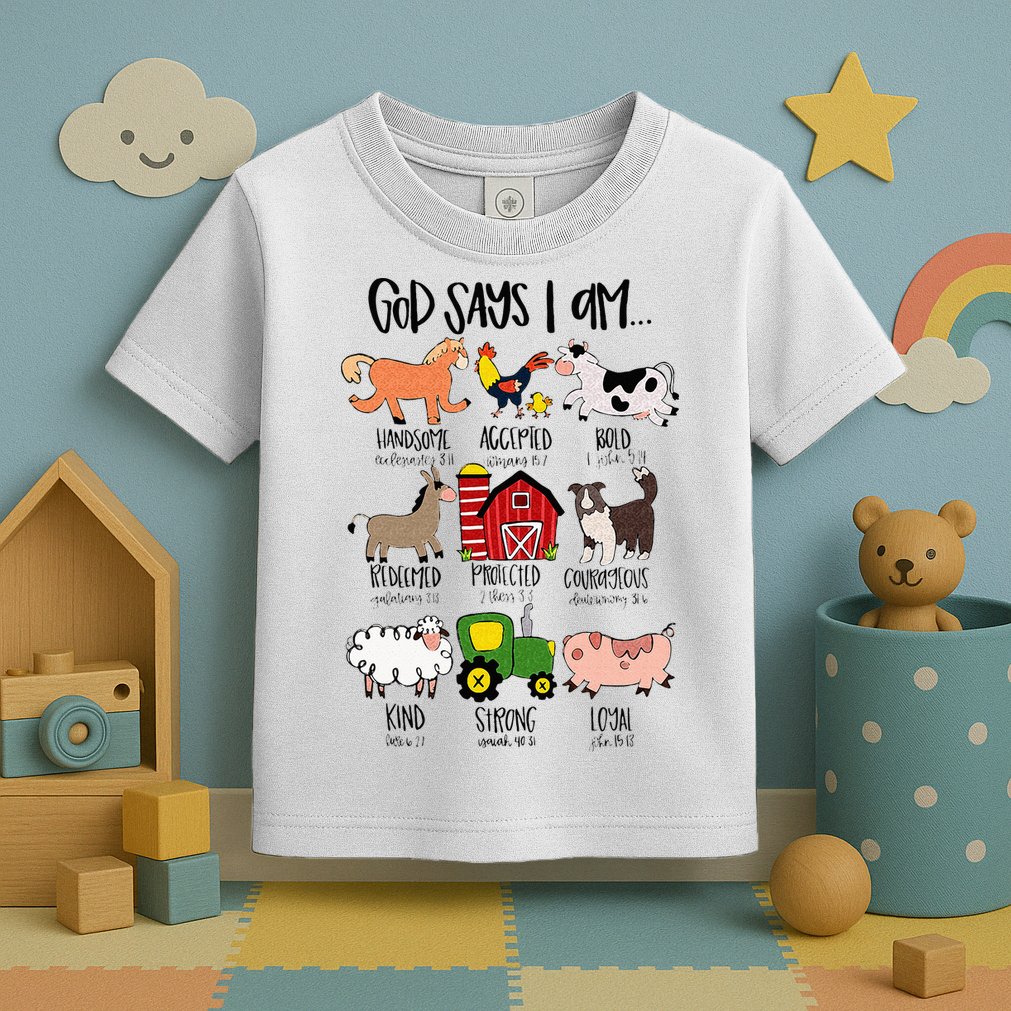 God Says I Am Animal Farms Funny Christian Lover Girls Toddler T-Shirt