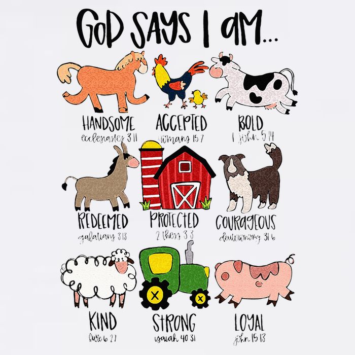 God Says I Am Animal Farms Funny Christian Lover Girls Toddler T-Shirt