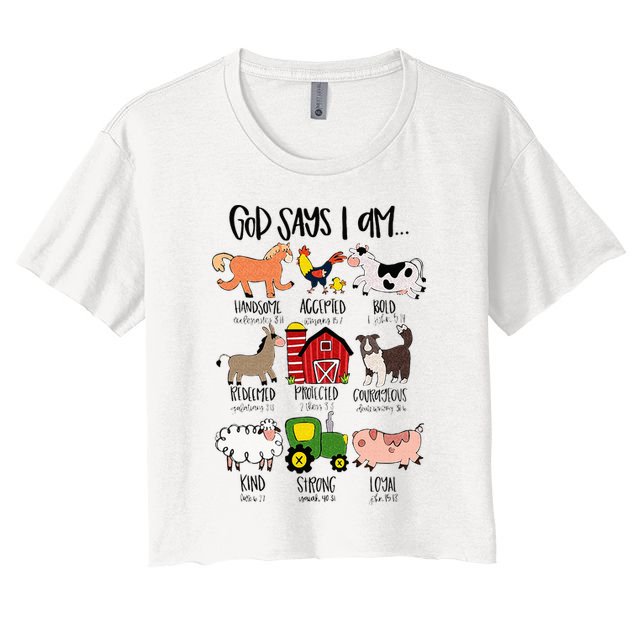 God Says I Am Animal Farms Funny Christian Lover Girls Crop Top