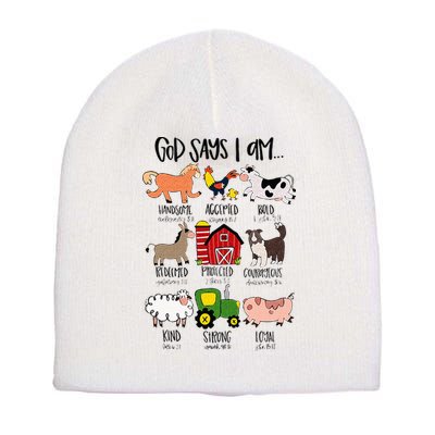 God Says I Am Animal Farms Funny Christian Lover Girls Short Acrylic Beanie