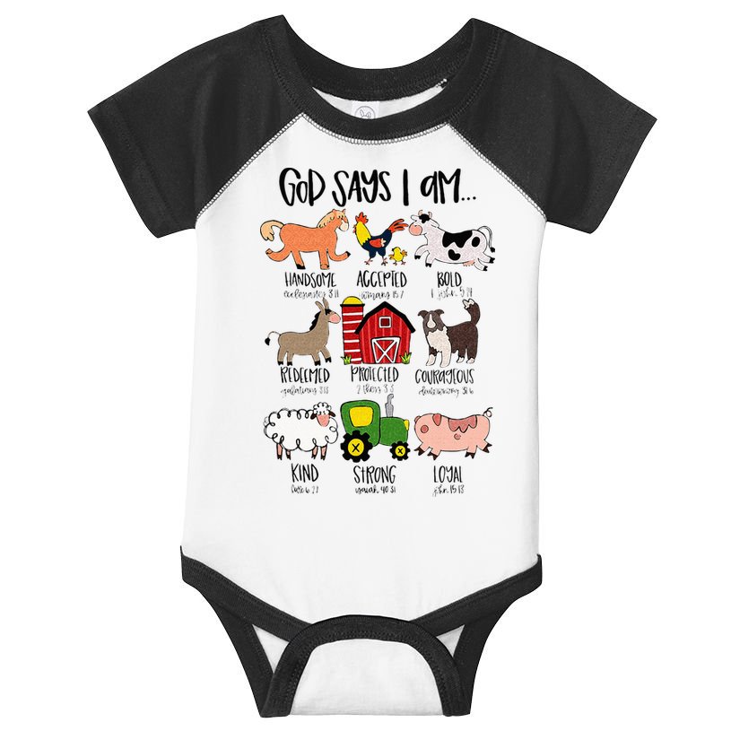 God Says I Am Animal Farms Funny Christian Lover Girls Infant Baby Jersey Bodysuit