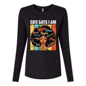 Gods Say I Am Melanin Black History Juneteenth Blm Christian Gift Womens Cotton Relaxed Long Sleeve T-Shirt