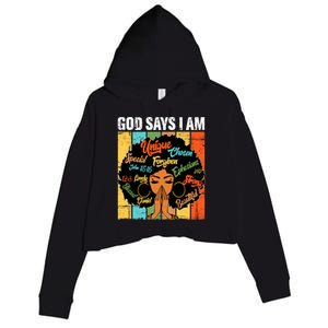 Gods Say I Am Melanin Black History Juneteenth Blm Christian Gift Crop Fleece Hoodie