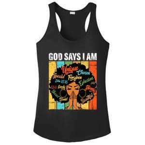 Gods Say I Am Melanin Black History Juneteenth Blm Christian Gift Ladies PosiCharge Competitor Racerback Tank