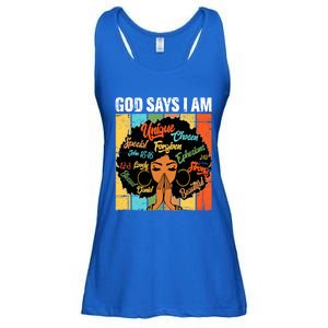 Gods Say I Am Melanin Black History Juneteenth Blm Christian Gift Ladies Essential Flowy Tank