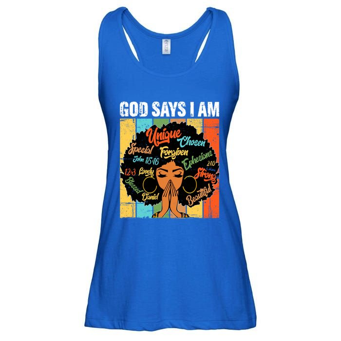 Gods Say I Am Melanin Black History Juneteenth Blm Christian Gift Ladies Essential Flowy Tank