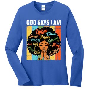 Gods Say I Am Melanin Black History Juneteenth Blm Christian Gift Ladies Long Sleeve Shirt