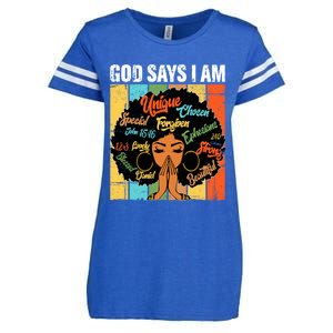 Gods Say I Am Melanin Black History Juneteenth Blm Christian Gift Enza Ladies Jersey Football T-Shirt